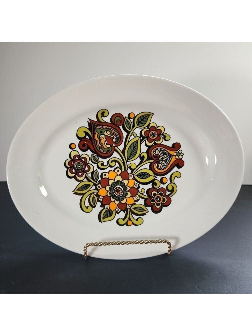 English Ironstone Pottery Tanya Platter Vintage 70s Floral Plate Made in England